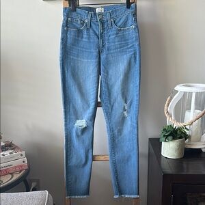 J Crew High Rise Toothpick Distressed Jeans